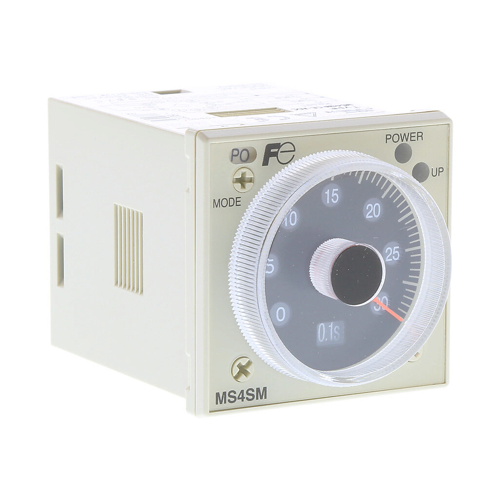 MS4SM-CE-ADC - Fuji Electric multi-mode delay relay timer, 0.05 seconds to 60 hours selectable timing range, 24 VAC/VDC operating voltage, 5A contact rating, (1) DPDT timed relay output(s), socket mount, 11-pin. Requires Fuji Electric TP411X or TP...