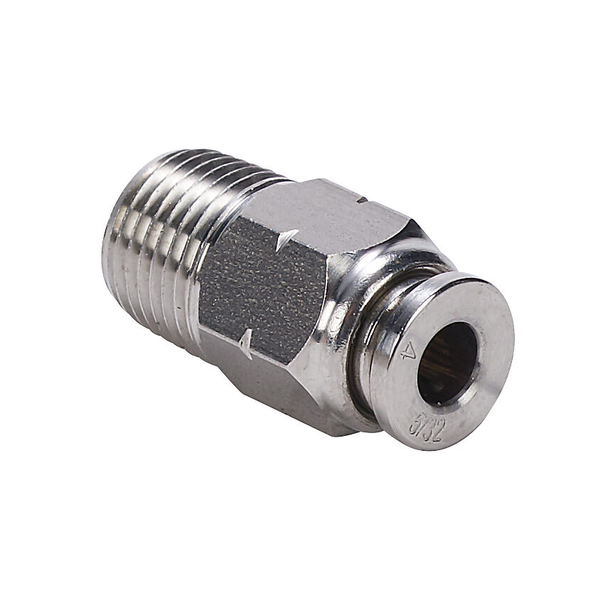 MS532-18N-SS - NITRA pneumatic push-to-connect fitting, straight, 316 stainless steel body, 316 stainless steel threads, (1) 1/8in male NPT to (1) 5/32in (4mm) push-to-connect.