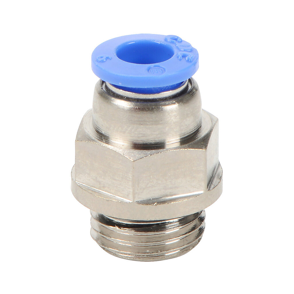 MS6M-14G - NITRA pneumatic push-to-connect fitting, straight, nickel-plated brass body, nickel-plated brass threads, Buna-N O-ring seal(s), (1) G1/4 male BSPP to (1) 6mm push-to-connect. Package of 5.