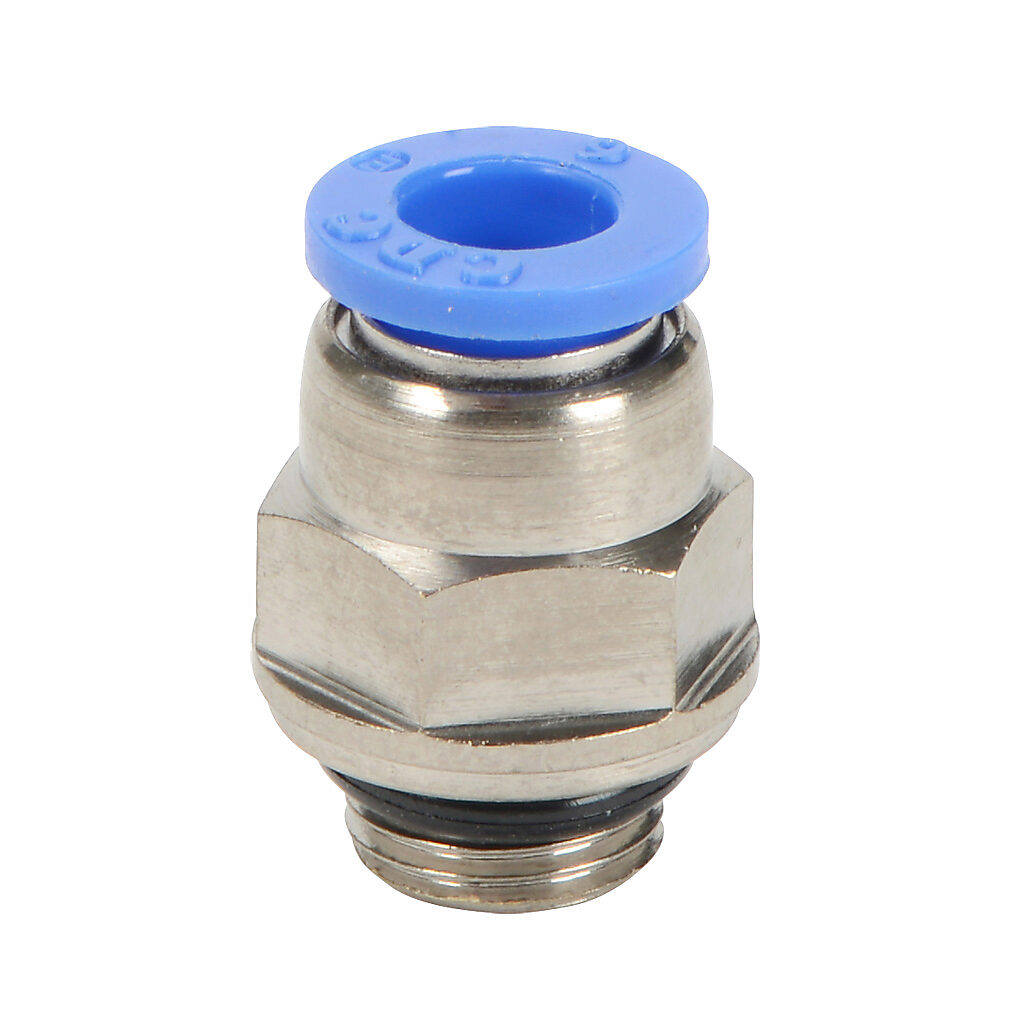 MS6M-18G - NITRA pneumatic push-to-connect fitting, straight, nickel-plated brass body, nickel-plated brass threads, Buna-N O-ring seal(s), (1) G1/8 male BSPP to (1) 6mm push-to-connect. Package of 5.