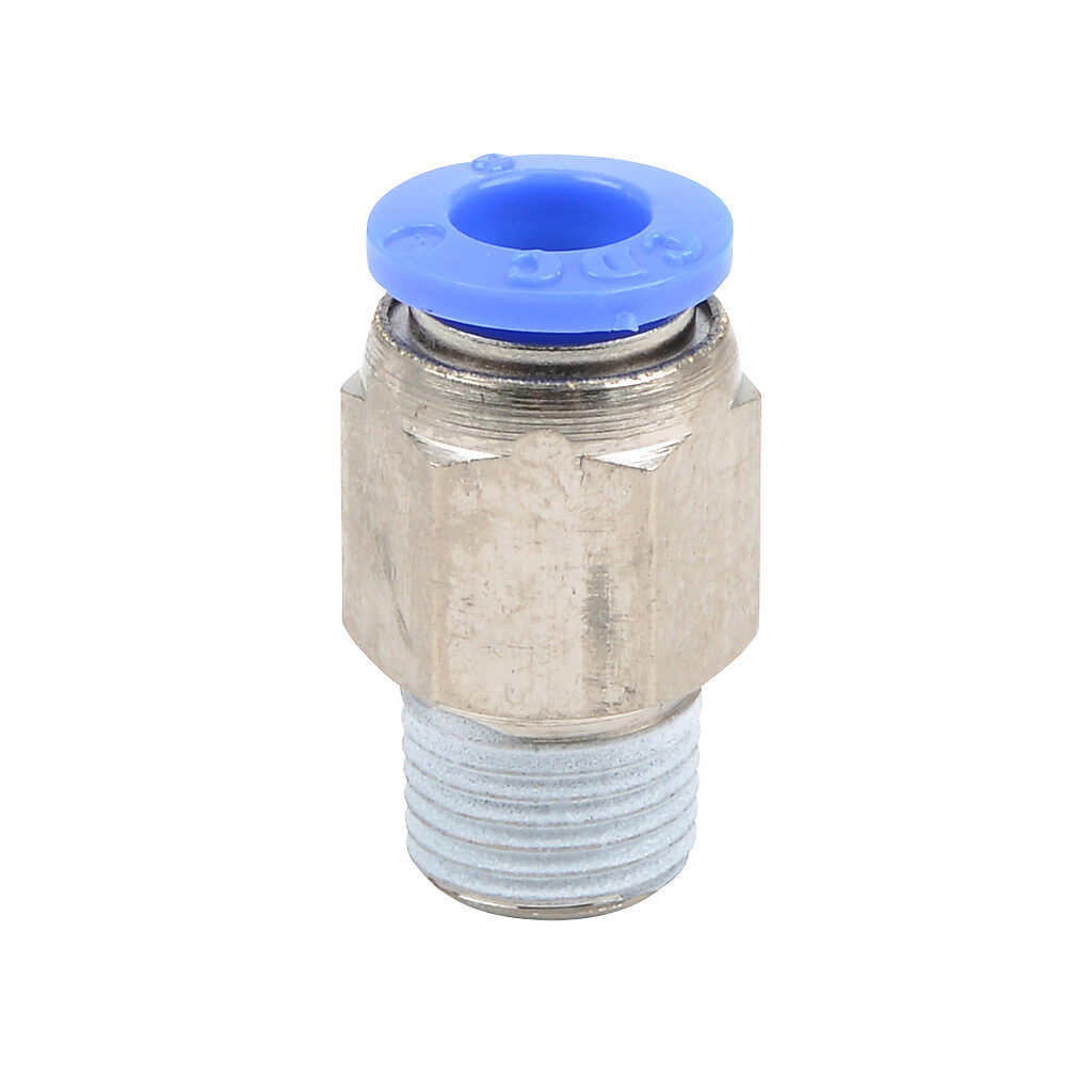 MS6M-18R - NITRA pneumatic push-to-connect fitting, straight, nickel-plated brass body, nickel-plated brass threads, thread sealant, (1) R1/8 male BSPT to (1) 6mm push-to-connect. Package of 5.