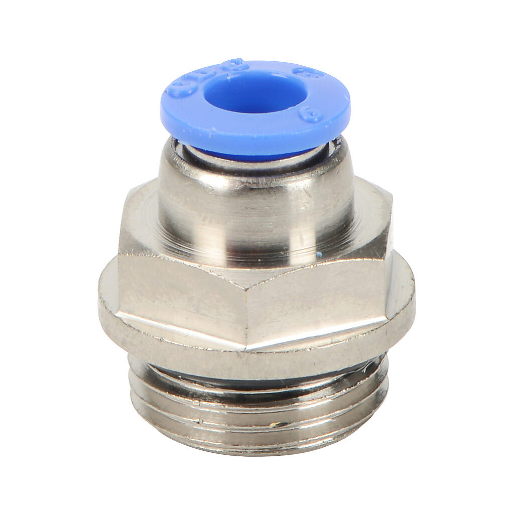 MS6M-38G - NITRA pneumatic push-to-connect fitting, straight, nickel-plated brass body, nickel-plated brass threads, Buna-N O-ring seal(s), (1) G3/8 male BSPP to (1) 6mm push-to-connect. Package of 5.
