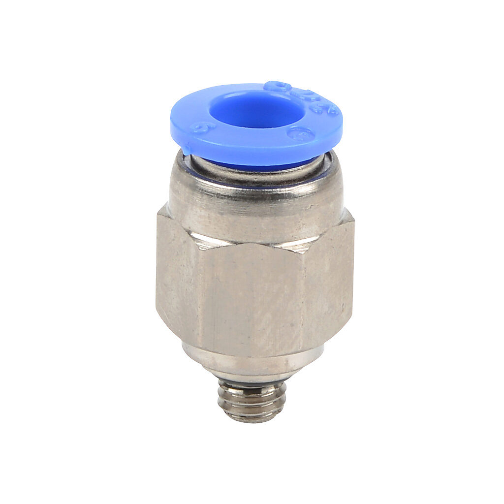 MS6M-M5 - NITRA pneumatic push-to-connect fitting, straight, nickel-plated brass body, nickel-plated brass threads, Buna-N O-ring seal(s), (1) M5 x 0.8 male ISO to (1) 6mm push-to-connect. Package of 5.