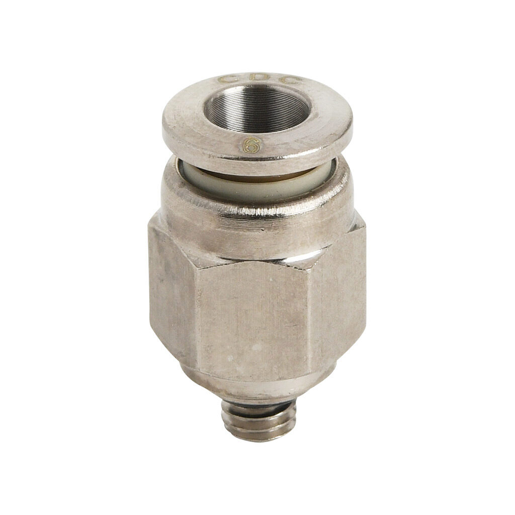 MS6M-M5-B - NITRA pneumatic push-to-connect fitting, straight, nickel-plated brass body, nickel-plated brass threads, Buna-N O-ring seal(s), (1) M5 x 0.8 male ISO to (1) 6mm push-to-connect. Package of 5.
