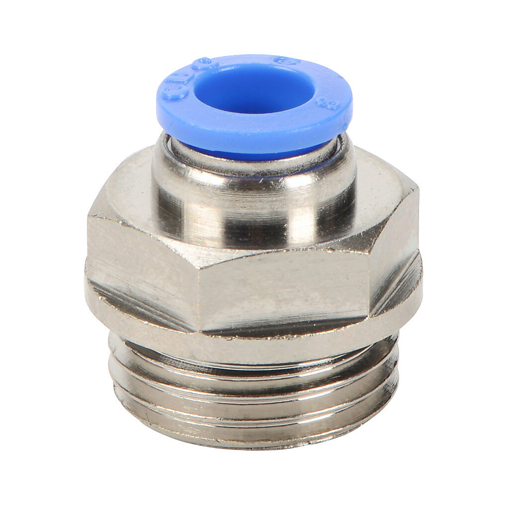 MS8M-12G - NITRA pneumatic push-to-connect fitting, straight, nickel-plated brass body, nickel-plated brass threads, Buna-N O-ring seal(s), (1) G1/2 male BSPP to (1) 5/16in (8mm) push-to-connect. Package of 5.