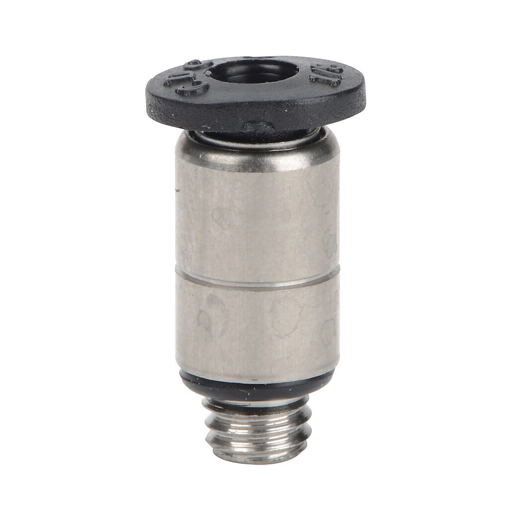 MSR18-10N - NITRA pneumatic push-to-connect fitting, round straight, nickel-plated brass body, nickel-plated brass threads, Buna-N O-ring seal(s), (1) #10-32 male UNF to (1) 1/8in push-to-connect. Package of 5.