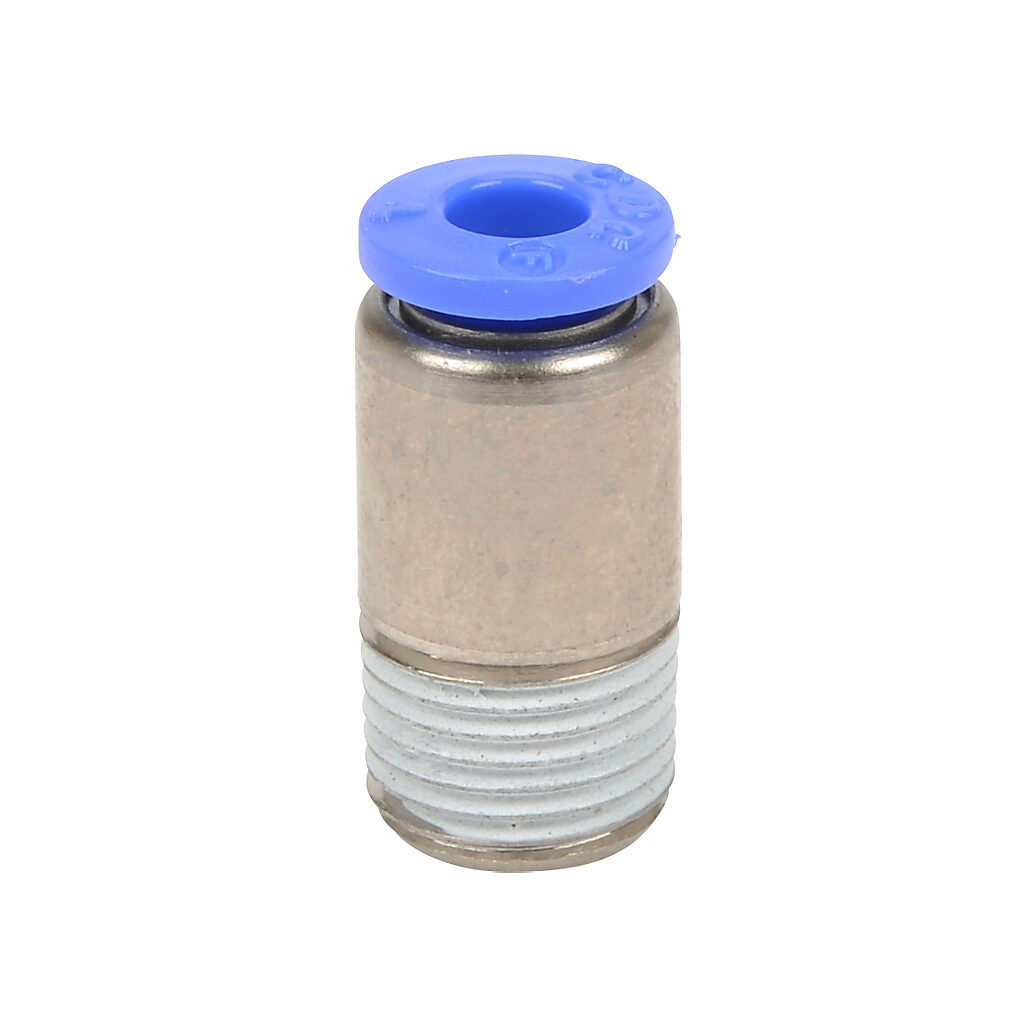 MSR4M-18R - NITRA pneumatic push-to-connect fitting, round straight, nickel-plated brass body, nickel-plated brass threads, thread sealant, (1) R1/8 male BSPT to (1) 5/32in (4mm) push-to-connect. Package of 5.
