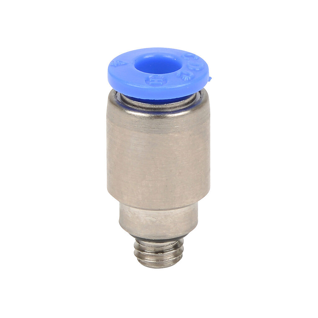 MSR4M-M5 - NITRA pneumatic push-to-connect fitting, round straight, nickel-plated brass body, nickel-plated brass threads, Buna-N O-ring seal(s), (1) M5 x 0.8 male ISO to (1) 5/32in (4mm) push-to-connect. Package of 5.