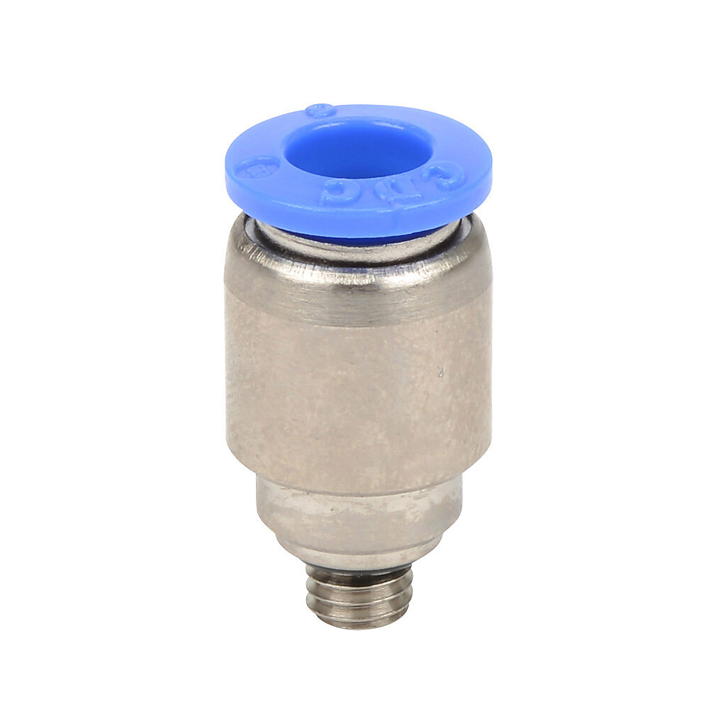 MSR6M-M5 - NITRA pneumatic push-to-connect fitting, round straight, nickel-plated brass body, nickel-plated brass threads, Buna-N O-ring seal(s), (1) M5 x 0.8 male ISO to (1) 6mm push-to-connect. Package of 5.