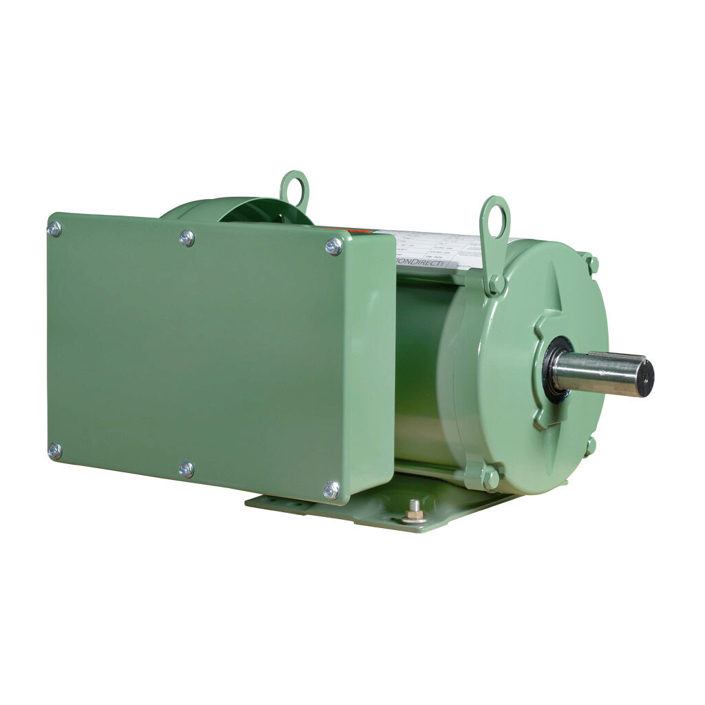 MTF2-005-1B18 - IronHorse MTF2 standard efficiency AC induction motor, general purpose and farm duty, 5hp, 1-phase, 208-230 VAC, 1800rpm, TEFC, NEMA 184T frame, rolled steel, rigid base mount.