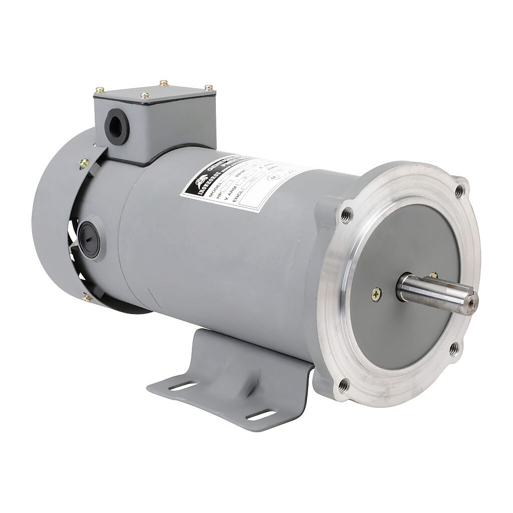 MTPM-001-1L18 - IronHorse MTPM DC permanent magnet motor, SCR-PWM rated, 1hp, 90 VDC, 1800rpm, TEFC, NEMA 56C frame, rolled steel, C-face/removable rigid base mount. Replacement brushes included.