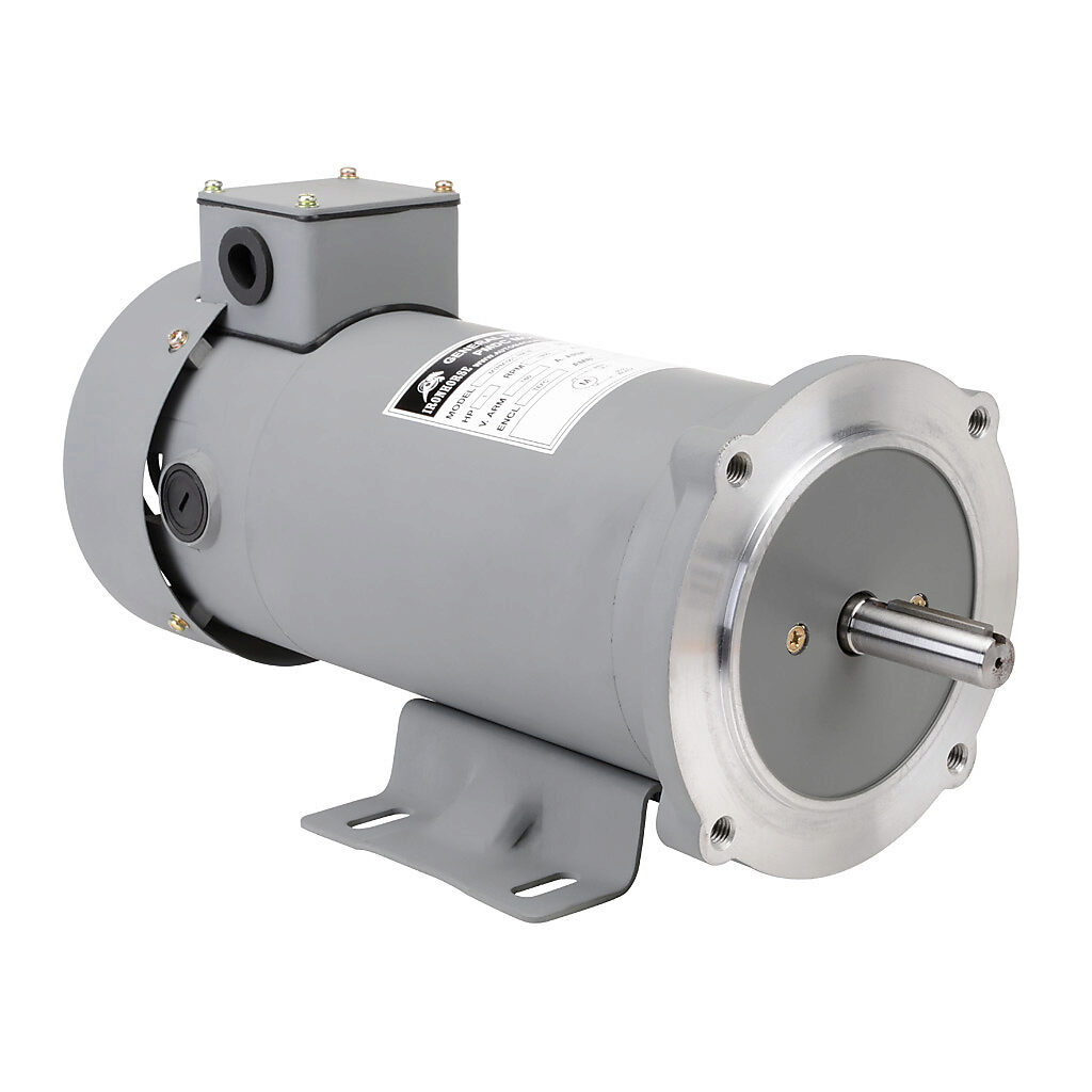 MTPM-001-1M18 - IronHorse MTPM DC permanent magnet motor, SCR-PWM rated, 1hp, 180 VDC, 1800rpm, TEFC, NEMA 56C frame, rolled steel, C-face/removable rigid base mount. Replacement brushes included.