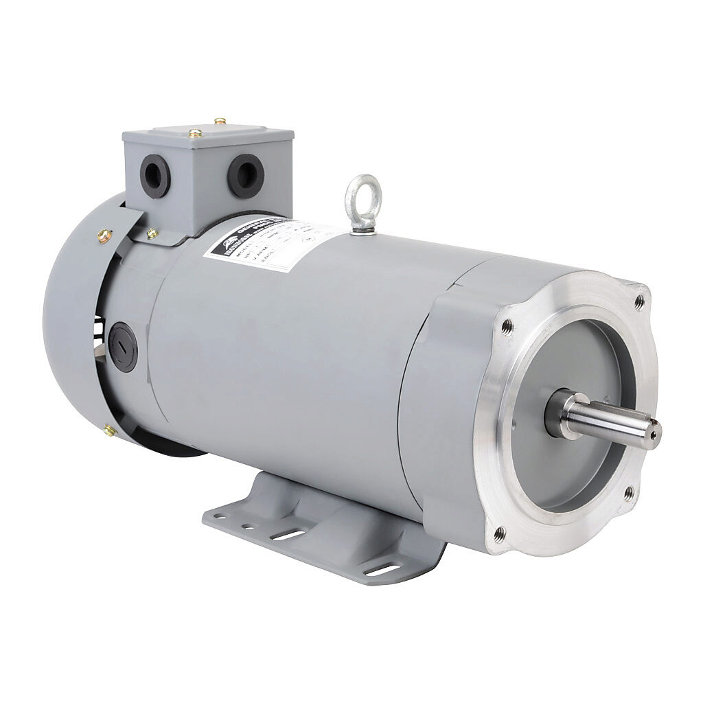 MTPM-002-1M18 - IronHorse MTPM DC permanent magnet motor, SCR-PWM rated, 2hp, 180 VDC, 1800rpm, TEFC, NEMA 56C frame, rolled steel, C-face/removable rigid base mount. Replacement brushes included.