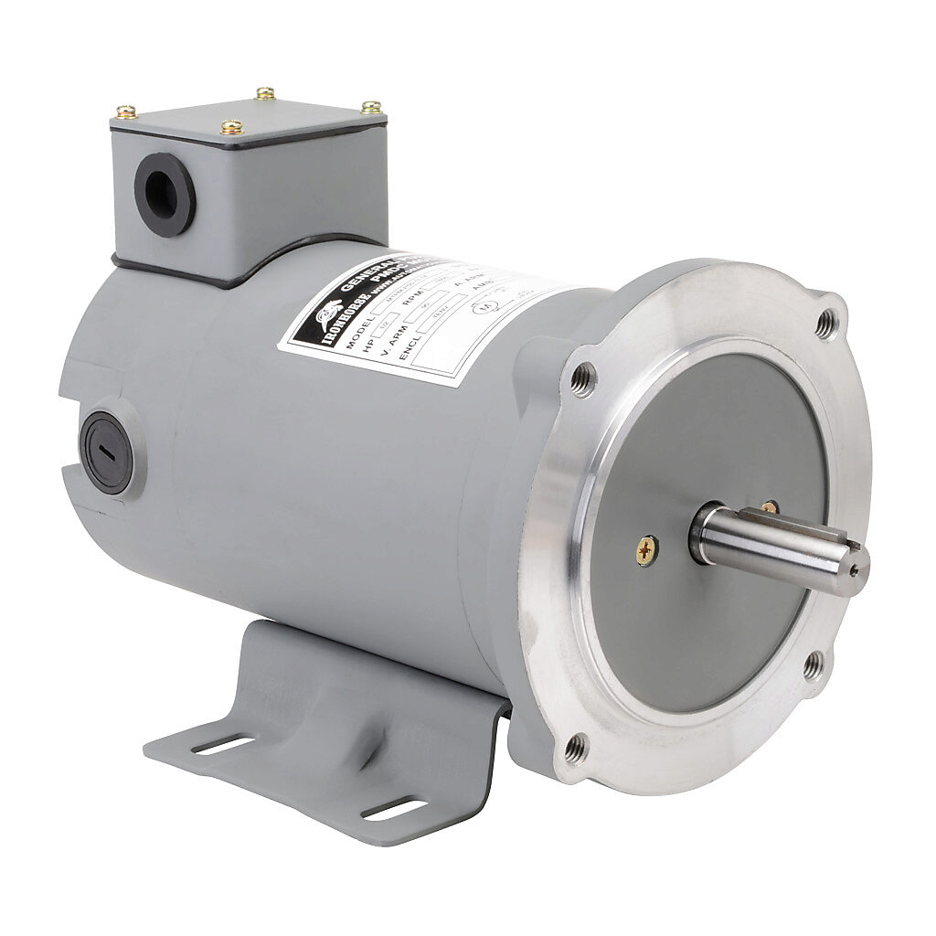 MTPM-P50-1L18 - IronHorse MTPM DC permanent magnet motor, SCR-PWM rated, 1/2hp, 90 VDC, 1800rpm, TENV, NEMA 56C frame, rolled steel, C-face/removable rigid base mount. Replacement brushes included.