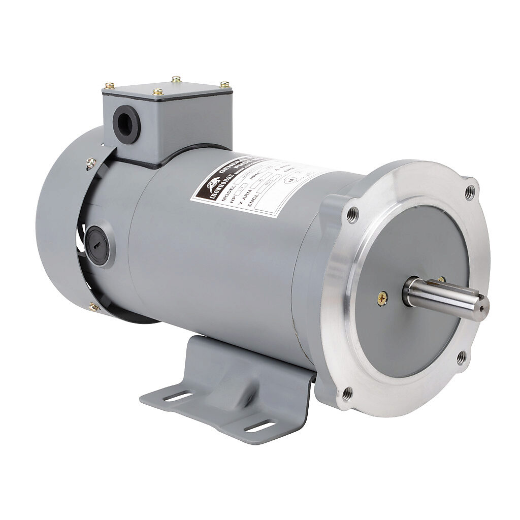 MTPM-P75-1L18 - IronHorse MTPM DC permanent magnet motor, SCR-PWM rated, 3/4hp, 90 VDC, 1800rpm, TEFC, NEMA 56C frame, rolled steel, C-face/removable rigid base mount. Replacement brushes included.