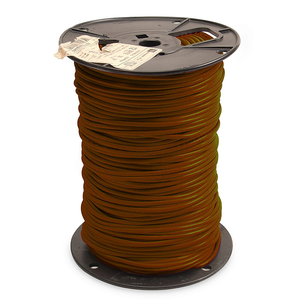 MTW12BN - Atlas Wire MTW hook-up wire, single conductor, 12 AWG, 65-stranded, bare copper, PVC conductor insulation material, brown, 600V, 500ft spool.