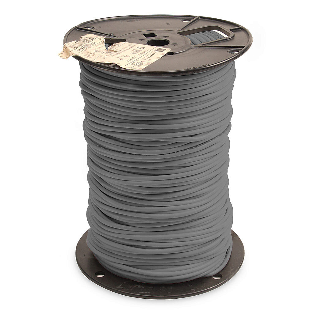 MTW12GY - Atlas Wire MTW hook-up wire, single conductor, 12 AWG, 65-stranded, bare copper, PVC conductor insulation material, gray, 600V, 500ft spool.