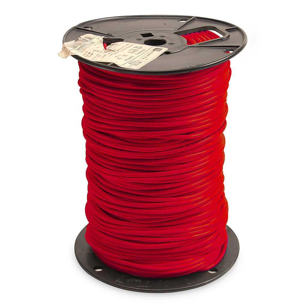 MTW12RD - Atlas Wire MTW hook-up wire, single conductor, 12 AWG, 65-stranded, bare copper, PVC conductor insulation material, red, 600V, 500ft spool.