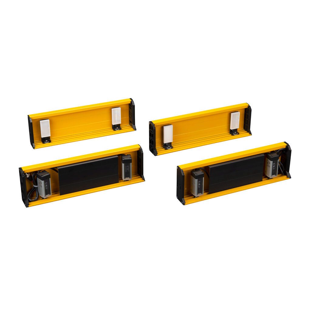 MZ-T4P-TRX - ReeR T-type muting bracket pair, active/passive pair, 4 parallel beams, two way. For use with ReeR Safegate light curtains.
