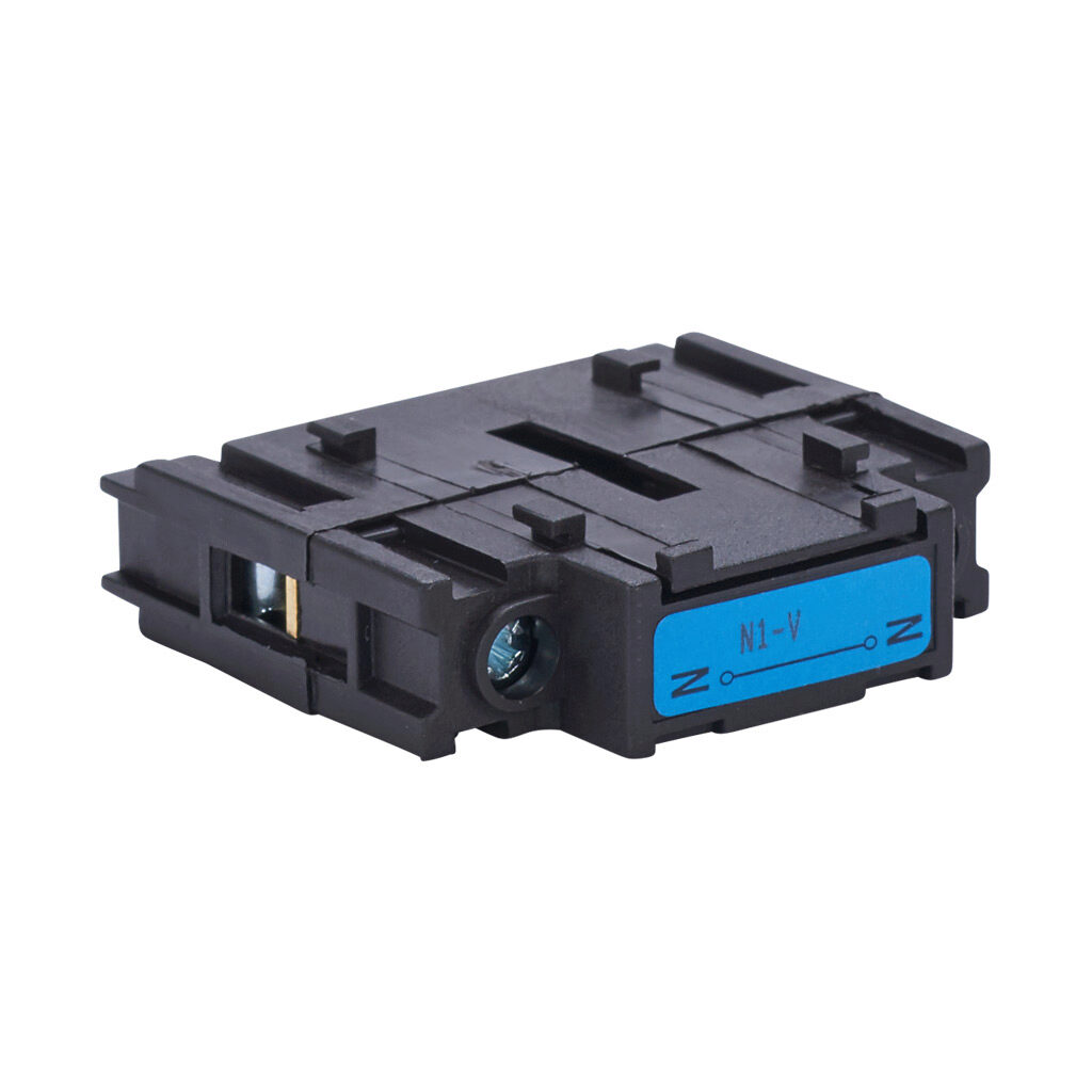 N1-V - Merz solid neutral pole module, 600 VAC, 40A, UL 508 rated. For use with Merz ML1 switch bodies in DIN rail applications.