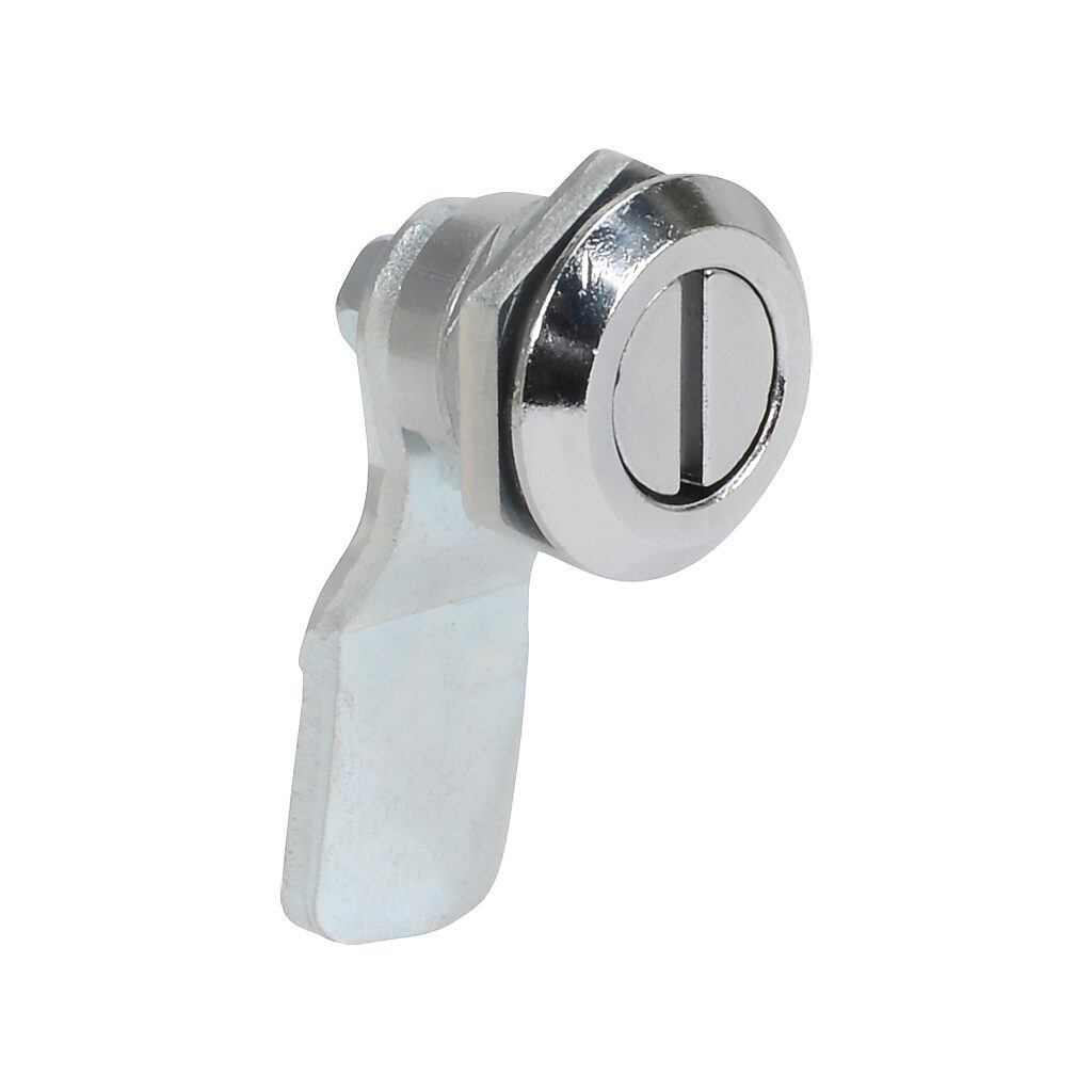 N41214T - Wiegmann enclosure latch, slotted, 1/4-turn semi-flush, 1-point, plated steel. For use with N412 Ultimate series enclosures.