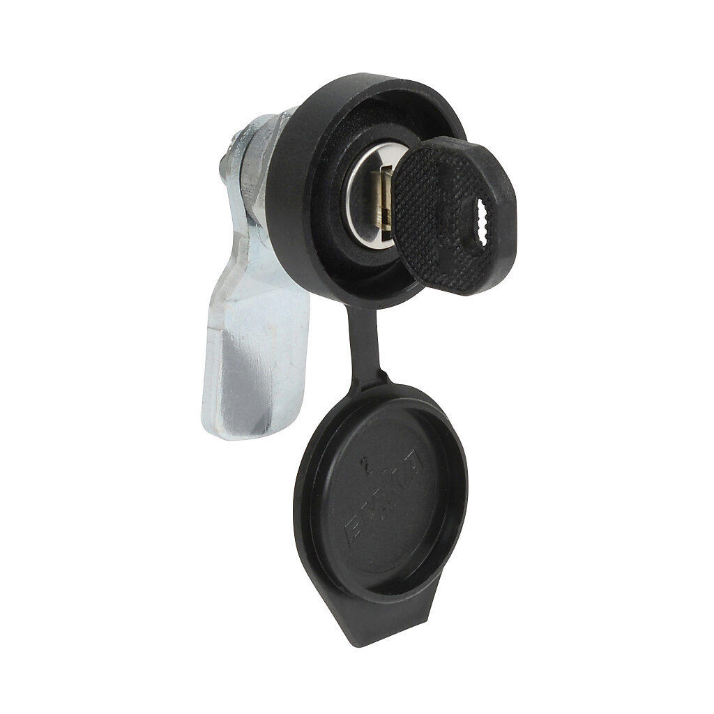 N41214TBKL - Wiegmann enclosure latch, keylocking, 1/4-turn semi-flush, 1-point, plated steel, black matte finish. For use with N412 Ultimate series enclosures. (2) keys and dust cover included.