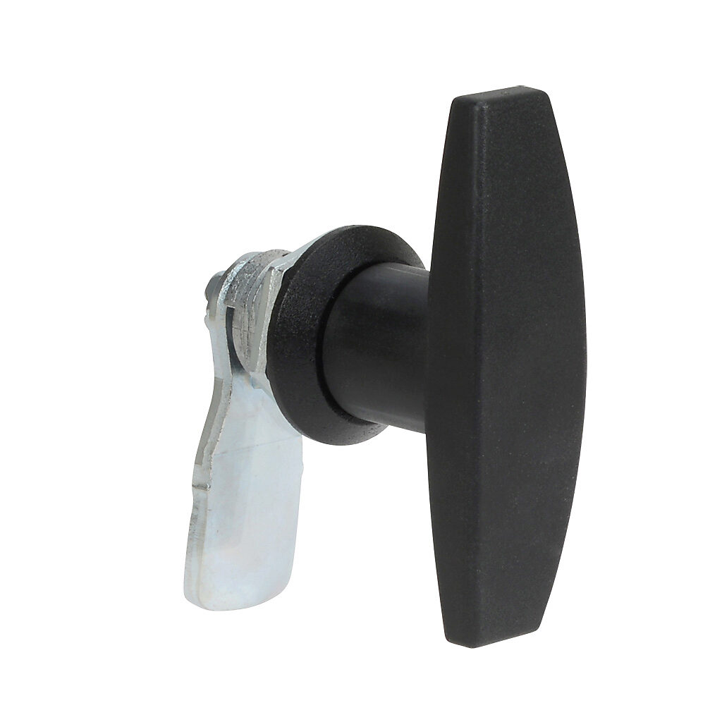 N41214TTH - Wiegmann enclosure latch, 1/4-turn tee handle, 1-point, plated steel, black matte finish. For use with N412 Ultimate series enclosures.