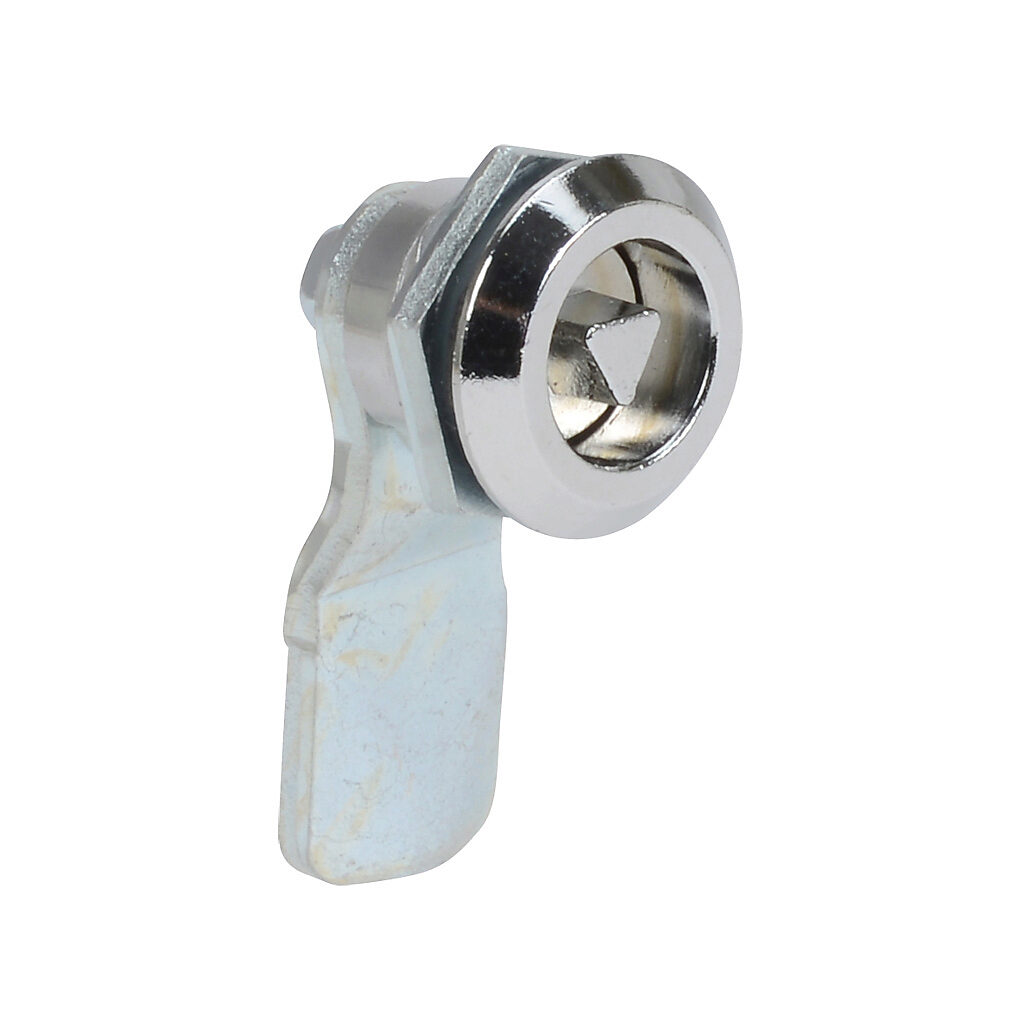 N41214TTRI - Wiegmann enclosure latch, triangular key, 1/4-turn semi-flush, 1-point, plated steel. For use with N412 Ultimate series enclosures. Requires SCE-107930 or 2TRK7 key.