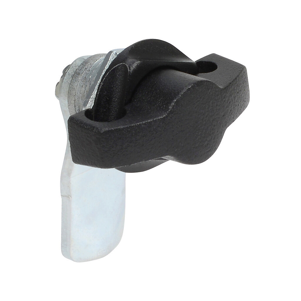 N41214TWPL - Wiegmann enclosure latch, padlocking, 1/4-turn wing handle, 1-point, plated steel, black matte finish. For use with N412 Ultimate series enclosures.