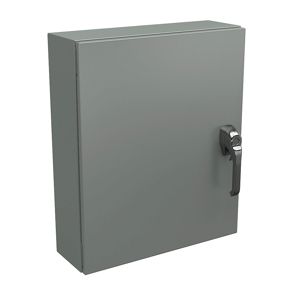 N4122420063PTC - Wiegmann Ultimate series enclosure, NEMA 4/12/13, 24 x 20 x 6in (HxWxD), wall mount, carbon steel, ANSI 61 gray, powder coat finish, single-door, 3-point keylocking/padlocking combo handle, handle hasp.
