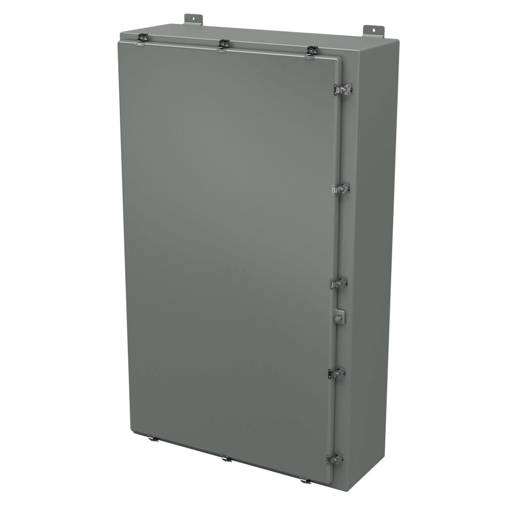 N603612HWT - Stahlin N series enclosure, NEMA 1/3/3R/4X/12, 60 x 36 x 12in (HxWxD), wall mount, fiberglass reinforced polyester, gray, single-door, twist-lock latch, padlock hasp and staple.
