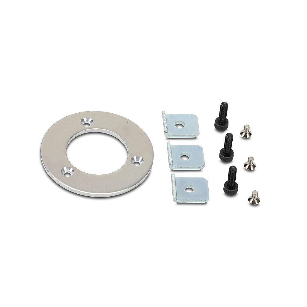 NF-55D - JTEKT servo mount flange kit, metal. For use with JTEKT TRD-N/NA series encoder (includes NM-9D). Includes (1) aluminum flange, (1) NM-9D clamp and bracket and encoder mounting hardware.