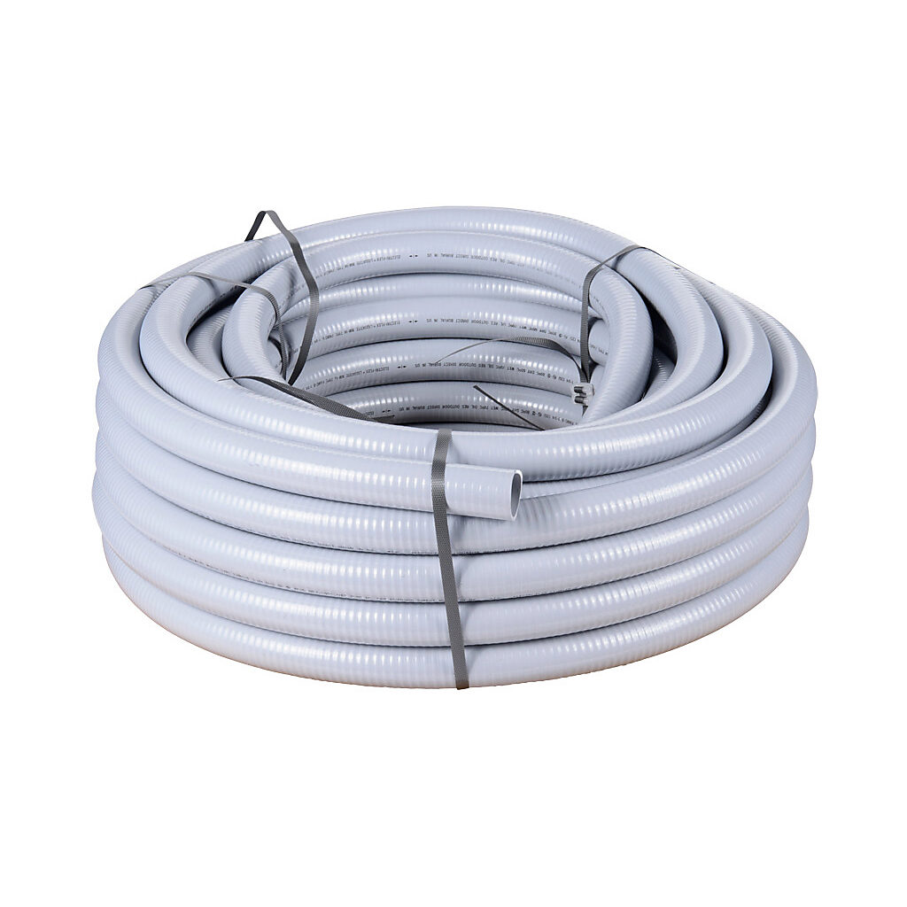 NM-14-100 - Electri-Flex Liquatite liquid-tight flexible non-metallic conduit, embedded spiral rigid PVC, PVC wall, 1-1/4in trade size, gray, UL-1660 Listed, 100ft/30.4m coil length.