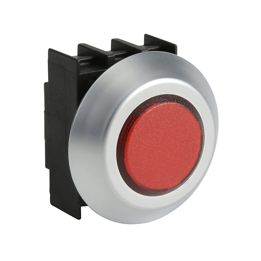 NMLRT - Schmersal illuminated indicating light, permanent light function, IP67 and IP69K, 22mm, red, 44mm, round, plastic base, plastic bezel. Requires light block and LED or incandescent bulb.