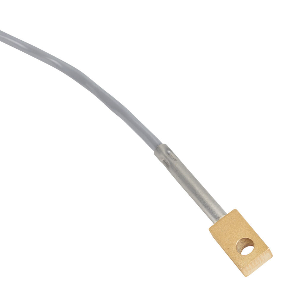 NTC10K3-B01L06-02 - ProSense temperature sensor, 10K Type 3 thermistor, bolt-on ring, brass sheath, #6 - #10 (4-5mm) screw or bolt size process connection, 6ft 24 AWG wire leads.