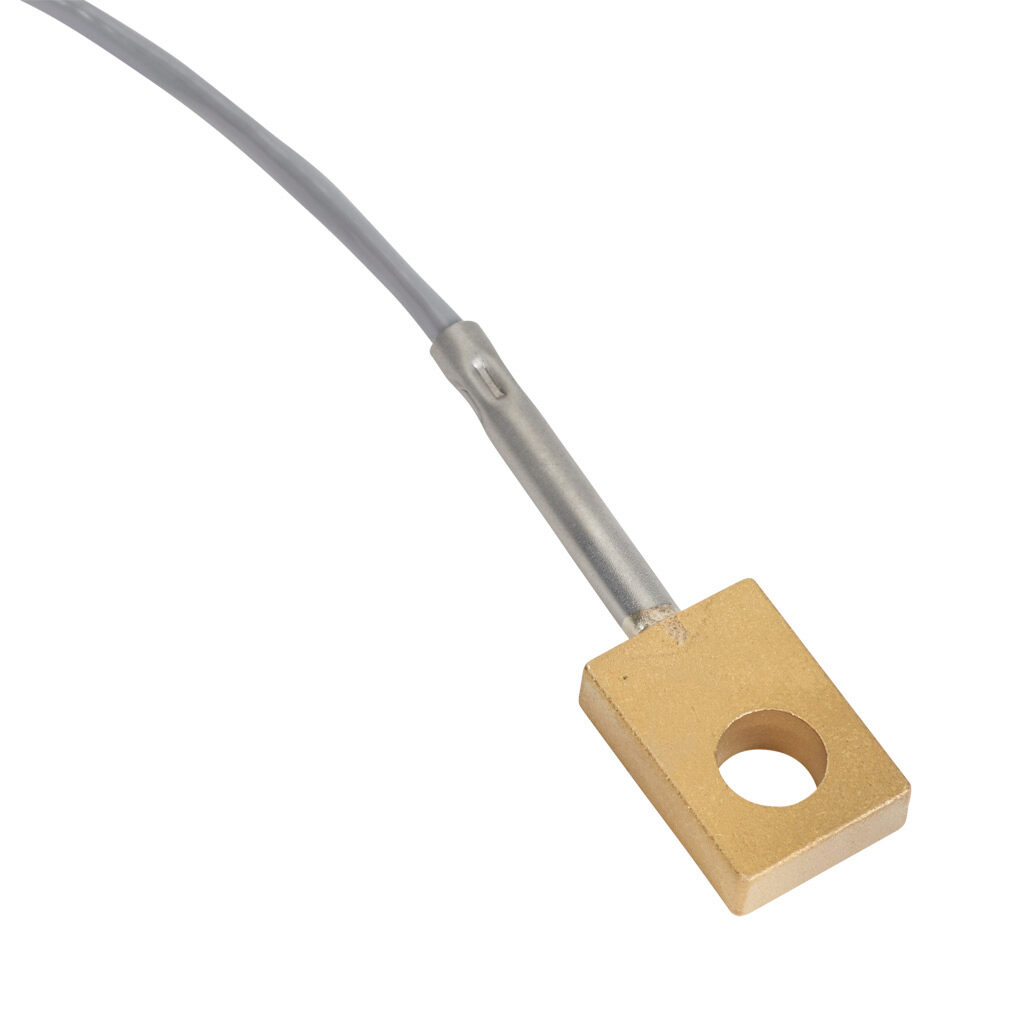 NTC10K3-B02L06-02 - ProSense temperature sensor, 10K Type 3 thermistor, bolt-on ring, brass sheath, #12, 1/4 - 5/16in (5-8mm) screw or bolt size process connection, 6ft 24 AWG wire leads.