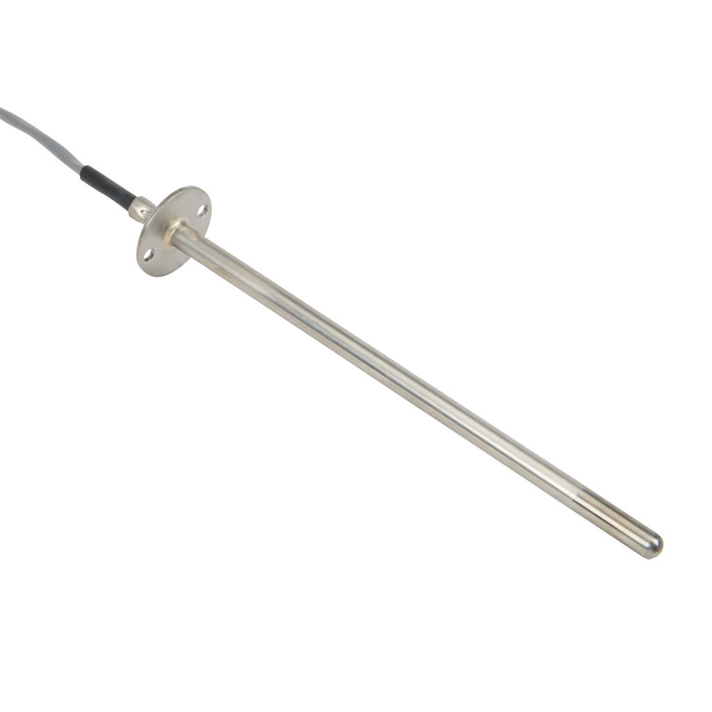 NTC10K3-F06L06-01 - ProSense temperature sensor, 10K Type 3 thermistor, flange mount probe, 6in insertion length, 1/4in probe diameter, stainless steel sheath, mounting flange process connection, 6ft 24 AWG wire leads.