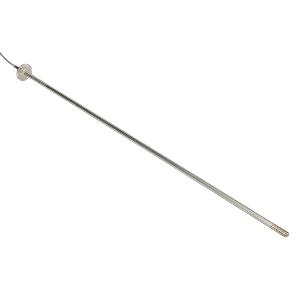 NTC10K3-F18L06-01 - ProSense temperature sensor, 10K Type 3 thermistor, flange mount probe, 18in insertion length, 1/4in probe diameter, stainless steel sheath, mounting flange process connection, 6ft 24 AWG wire leads.