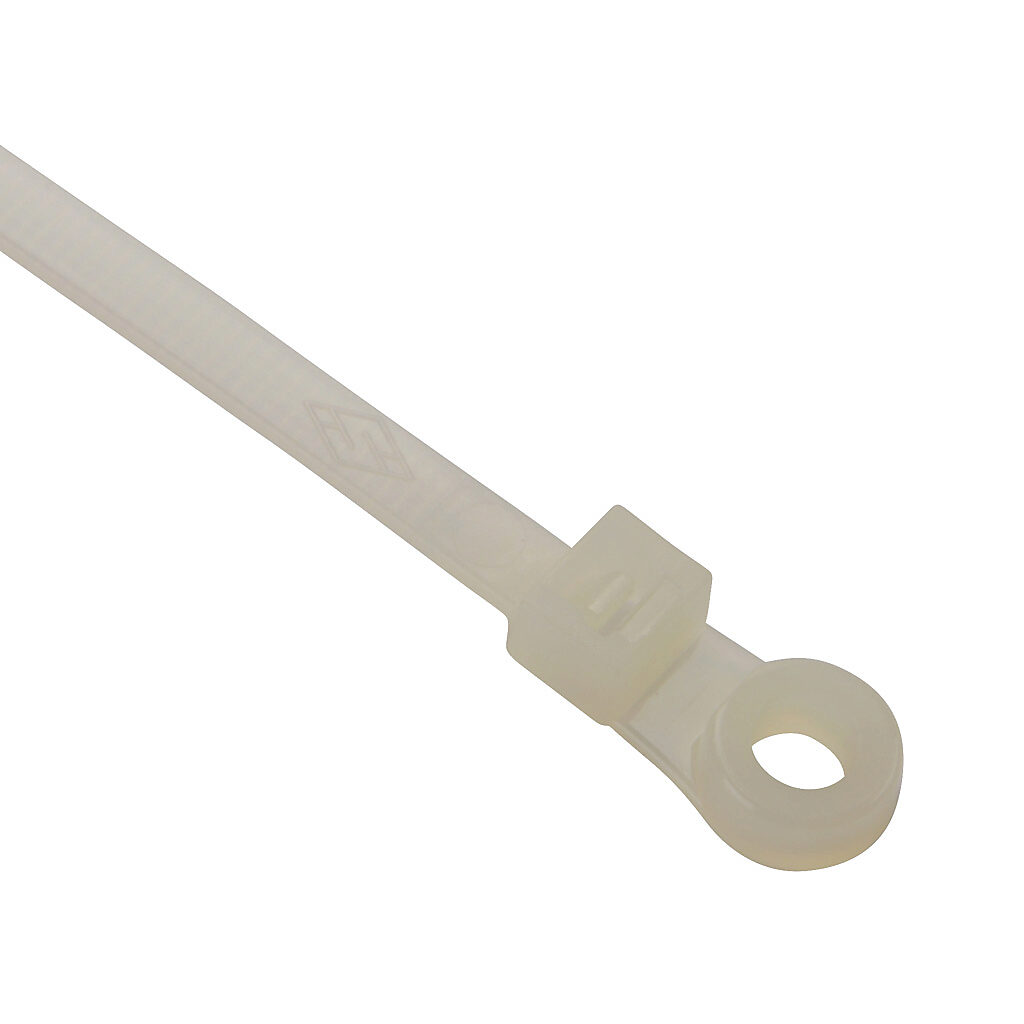 OCH.2.2123 - SapiSelco mounting head cable tie, general purpose, nylon 6.6, 7.87in length, 0.18in width, 48lb tensile strength, 2.01in maximum bundle diameter, natural. Package of 100.