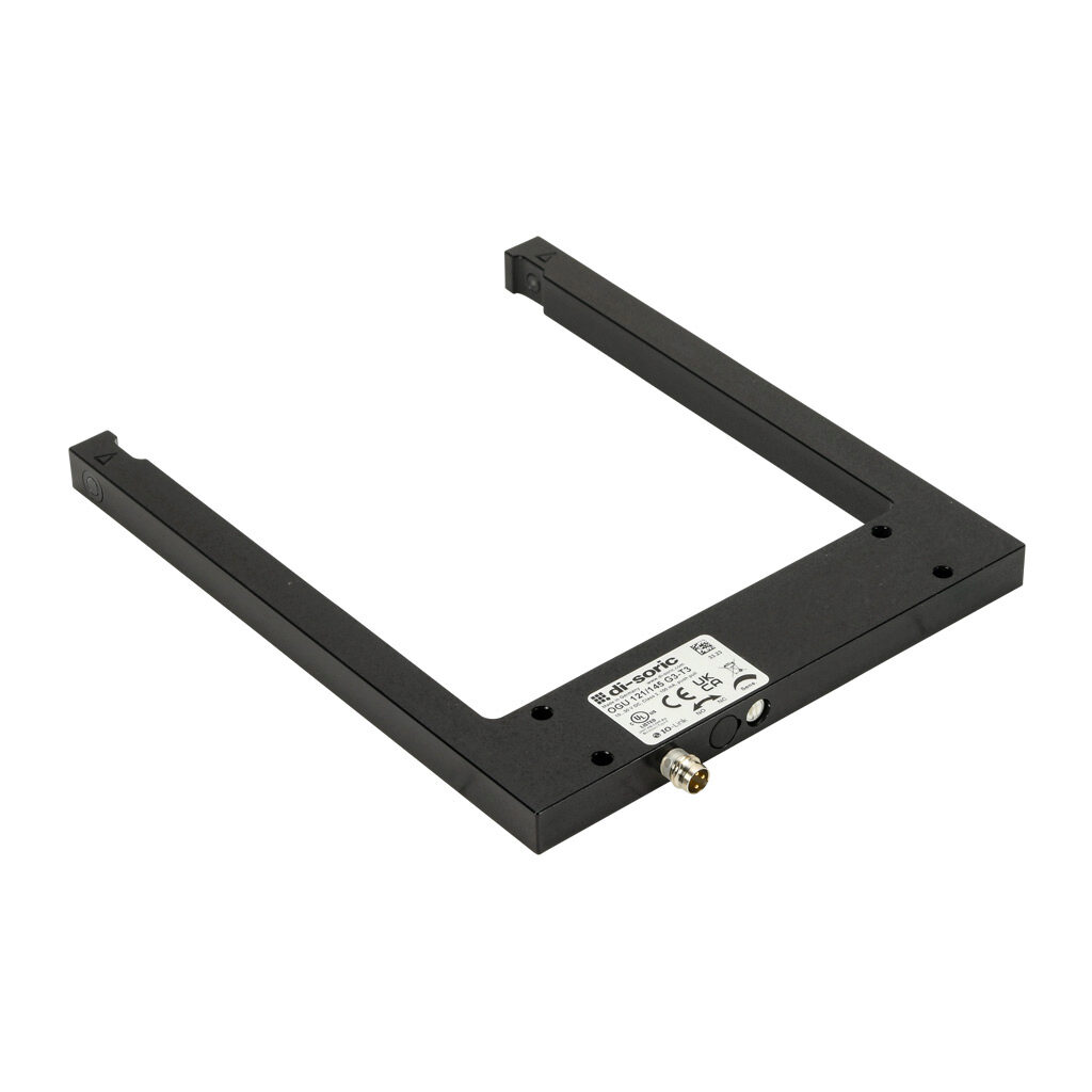 OGU121/145G3-T3 - di-soric photoelectric sensor, U-frame, fork sensor, visible red, 0-120mm sensing distance, selectable light-on/dark-on, push-pull NPN or PNP, 10-30 VDC operating voltage, 144 x 175 x 12mm body, aluminum, 3-wire, 3-pin M8 quick-d...