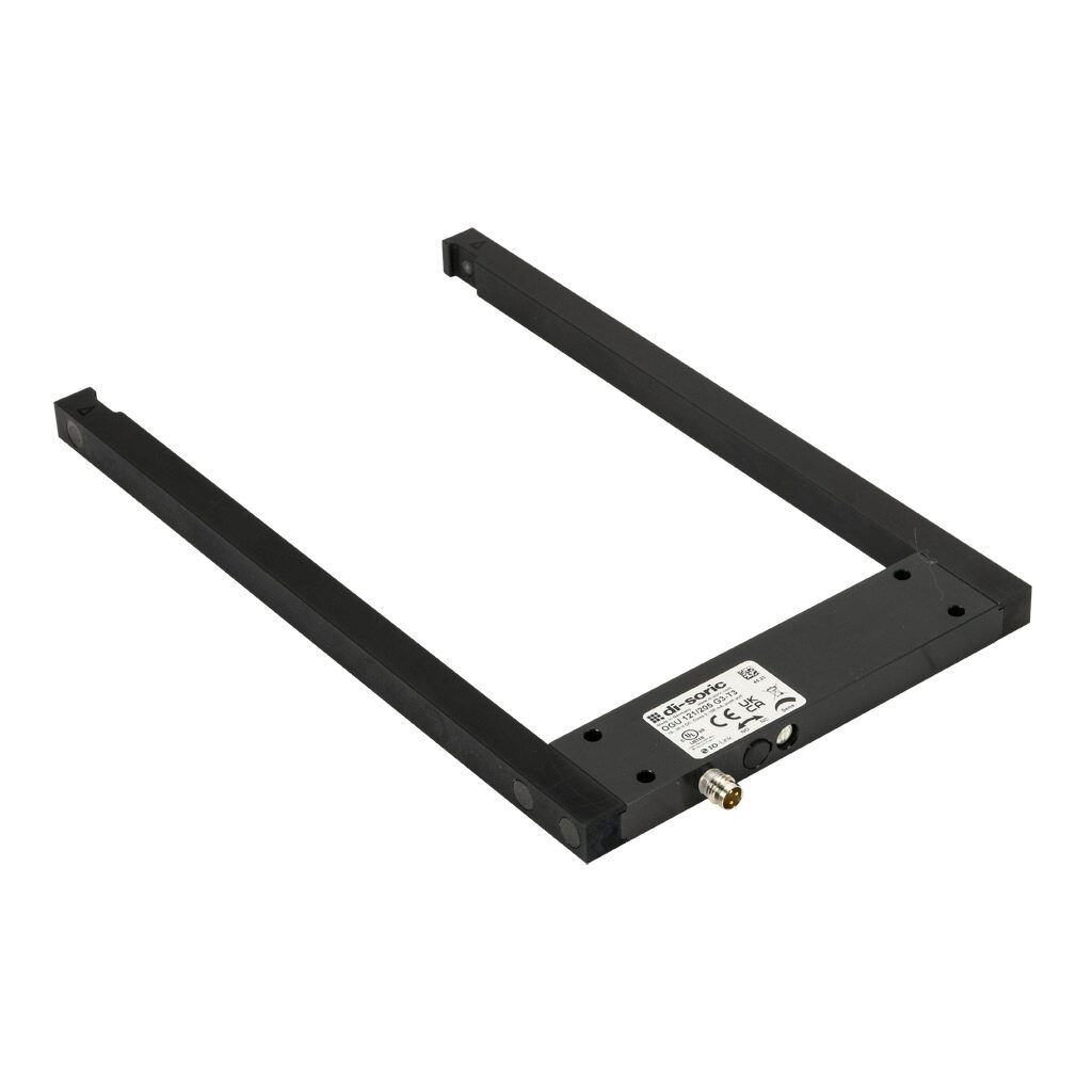 OGU121/205G3-T3 - di-soric photoelectric sensor, U-frame, fork sensor, visible red, 0-120mm sensing distance, selectable light-on/dark-on, push-pull NPN or PNP, 10-30 VDC operating voltage, 144 x 235 x 12mm body, aluminum, 3-wire, 3-pin M8 quick-d...