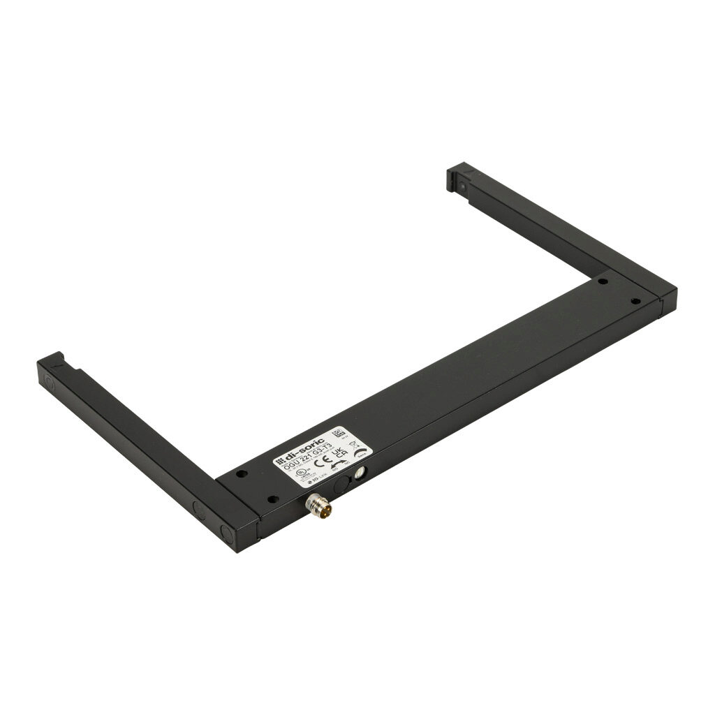 OGU221G3-T3 - di-soric photoelectric sensor, U-frame, fork sensor, visible red, 0-220mm sensing distance, selectable light-on/dark-on, push-pull NPN or PNP, 10-30 VDC operating voltage, 244 x 140 x 12mm body, die-cast zinc, 3-wire, 3-pin M8 quick-...