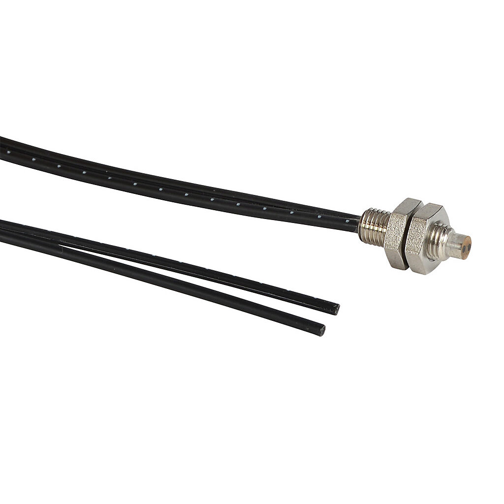 OPT2054 - Wenglor optical fiber, plastic, cuttable, diffuse, parallel fibers, M6 head, nickel-plated brass, polyethylene jacket, 160mm sensing distance, 2m length.