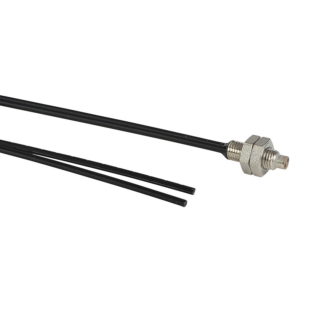 OPT2055 - Wenglor optical fiber, plastic, cuttable, diffuse, parallel fibers, M6 head, nickel-plated brass, polyethylene jacket, 60mm sensing distance, 2m length.