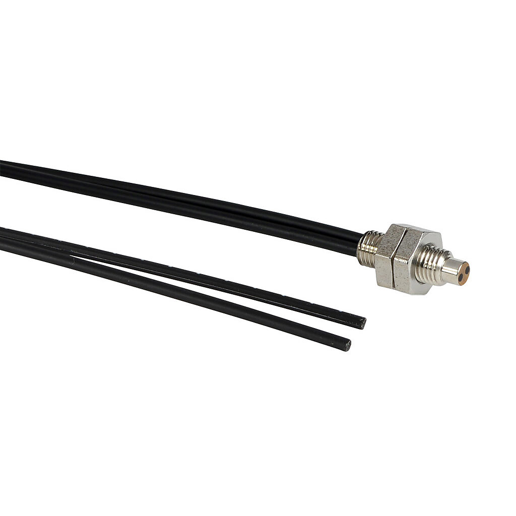 OPT2063 - Wenglor optical fiber, plastic, cuttable, diffuse, parallel fibers, M6 head, nickel-plated brass, polyethylene jacket, 90mm sensing distance, 2m length.