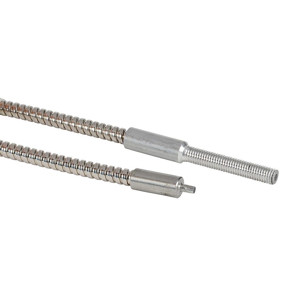 OPT2086 - Wenglor optical fiber, glass, through-beam, parallel fibers, M5 head, aluminum, nickel plated brass jacket, 480mm sensing distance, 1m length. Package of 2.