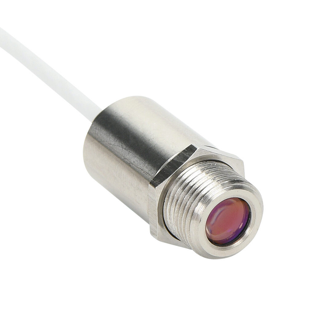 OPTCSMA3MHSF0505 - Optris CSmicro 3M infrared pyrometer, 100 to 600 deg C, 2.3 μm spectral range, 4-20 mA, alarm or pulse output, 5-30 VDC operating voltage, M12x1 threaded end mount, 1m integral 5-conductor shielded cable.