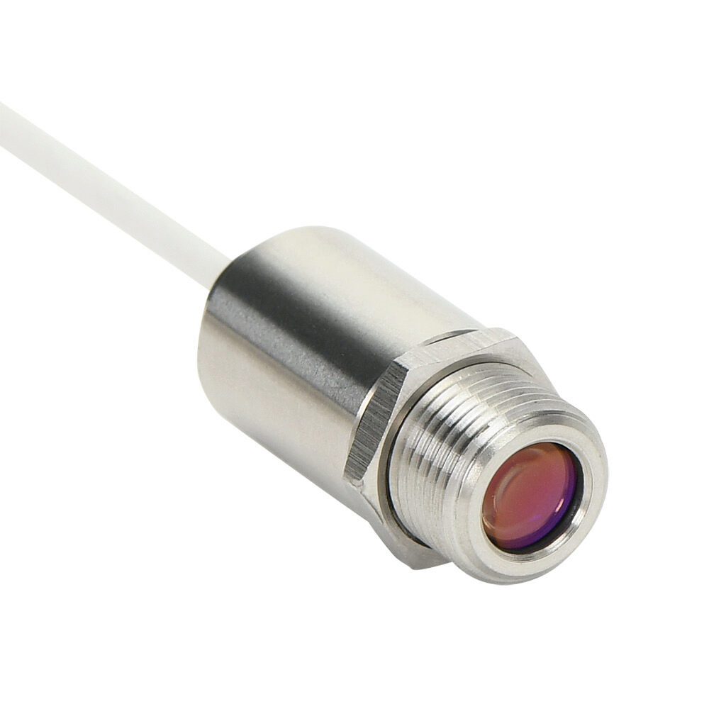 OPTCSMA3MHSF33 - Optris CSmicro 3M infrared pyrometer, 100 to 600 deg C, 2.3 μm spectral range, 4-20 mA, alarm or pulse output, 5-30 VDC operating voltage, M12x1 threaded end mount, 6m integral 5-conductor shielded cable.