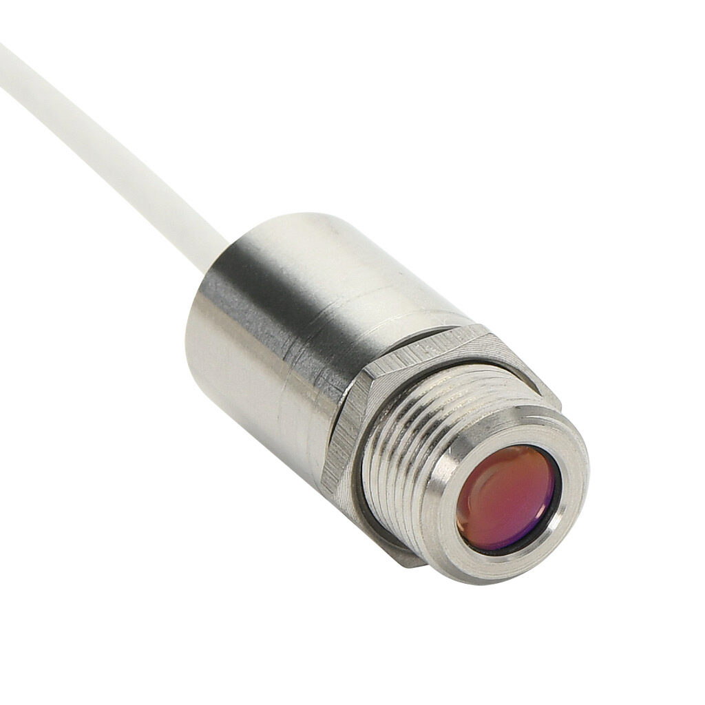 OPTCSMA3MLSF33 - Optris CSmicro 3M infrared pyrometer, 50 to 350 deg C, 2.3 μm spectral range, 4-20 mA, alarm or pulse output, 5-30 VDC operating voltage, M12x1 threaded end mount, 6m integral 5-conductor shielded cable.