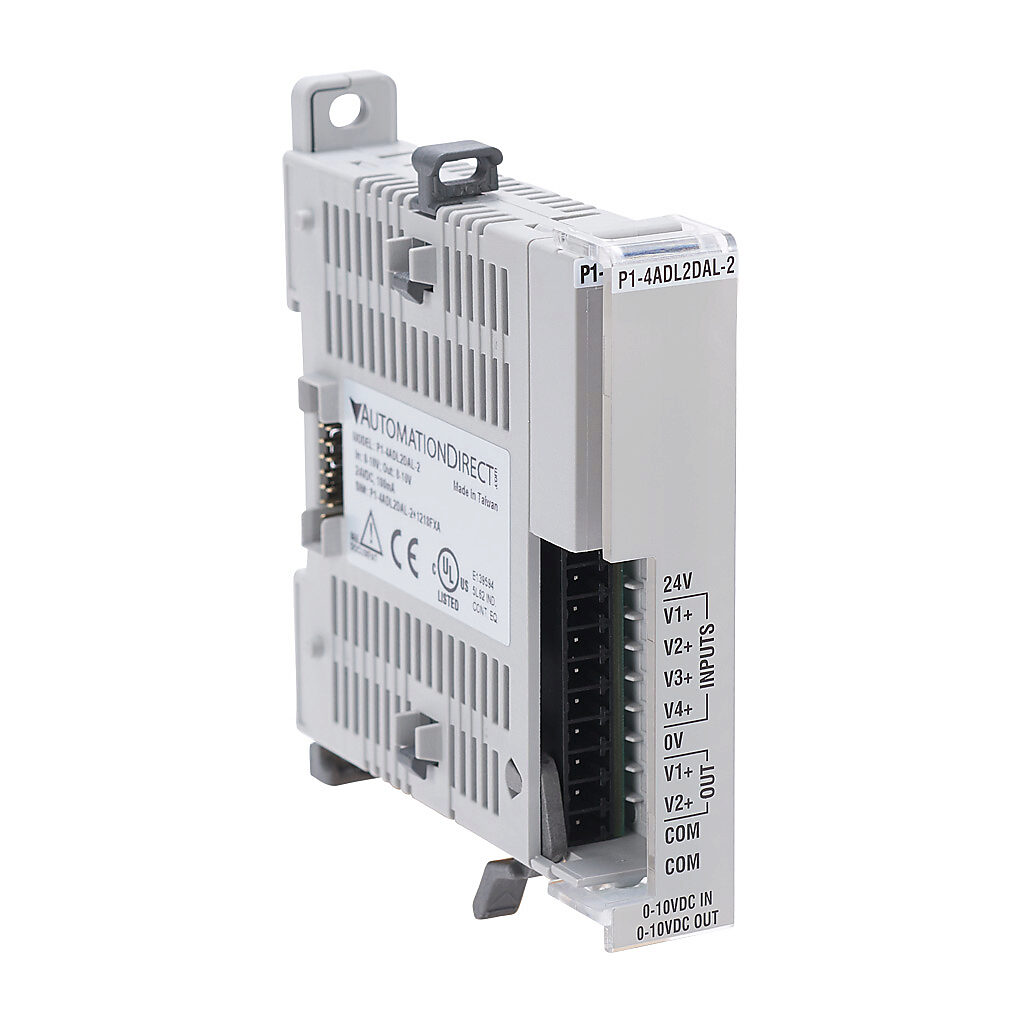 P1-4ADL2DAL-2 - Productivity1000 analog combo module, Input: 4-channel, voltage, Output: 2-channel, voltage. Requires P1-10RTB or P1-10RTB-1 removable terminal block or ZIPLink pre-wired cables. Optional ZIPLink connector modules and pre-wired cab...